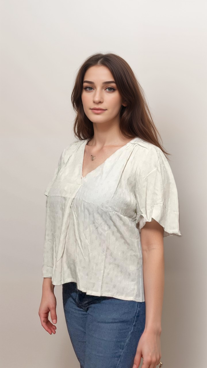 Women Formal Beige Loose Fit V Neck Plus Size Top