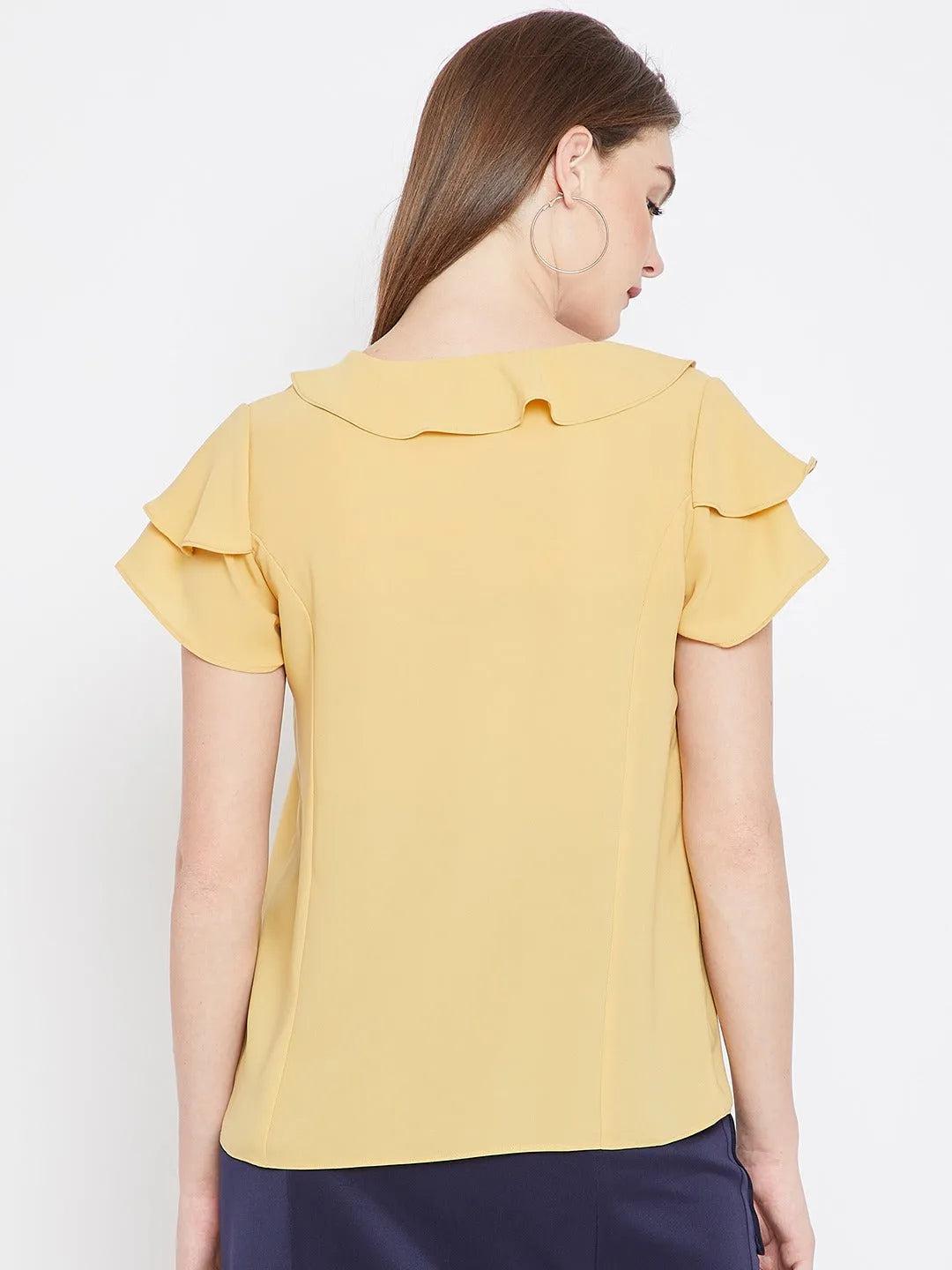 Women Formal Mustard Yellow Georgette Top - ModaLady