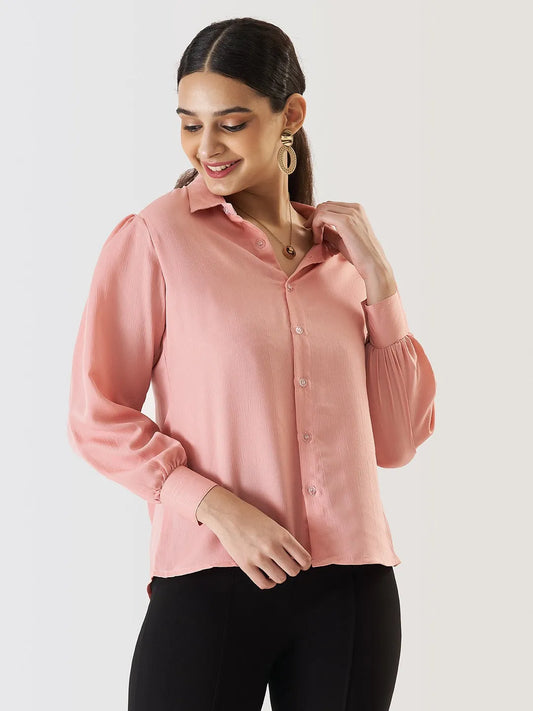 Women Formal Pink Regular Fit Shirt - ModaLady