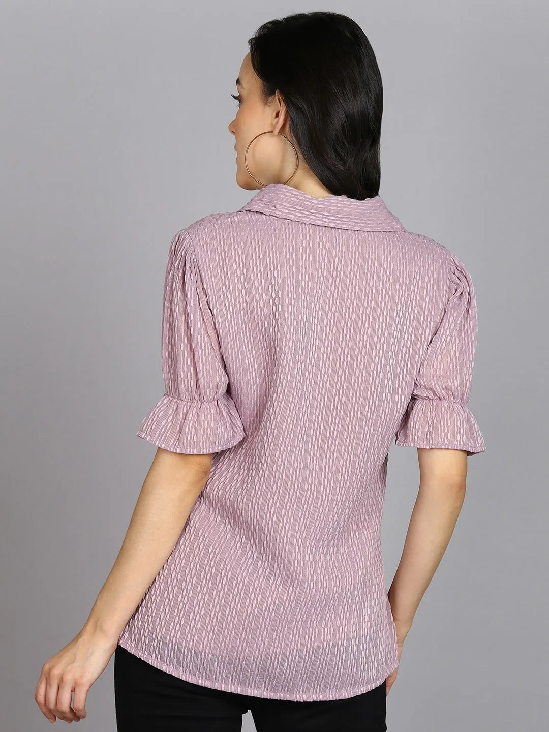 Women Formal Dusty Pink Self-Design Shirt - ModaLady