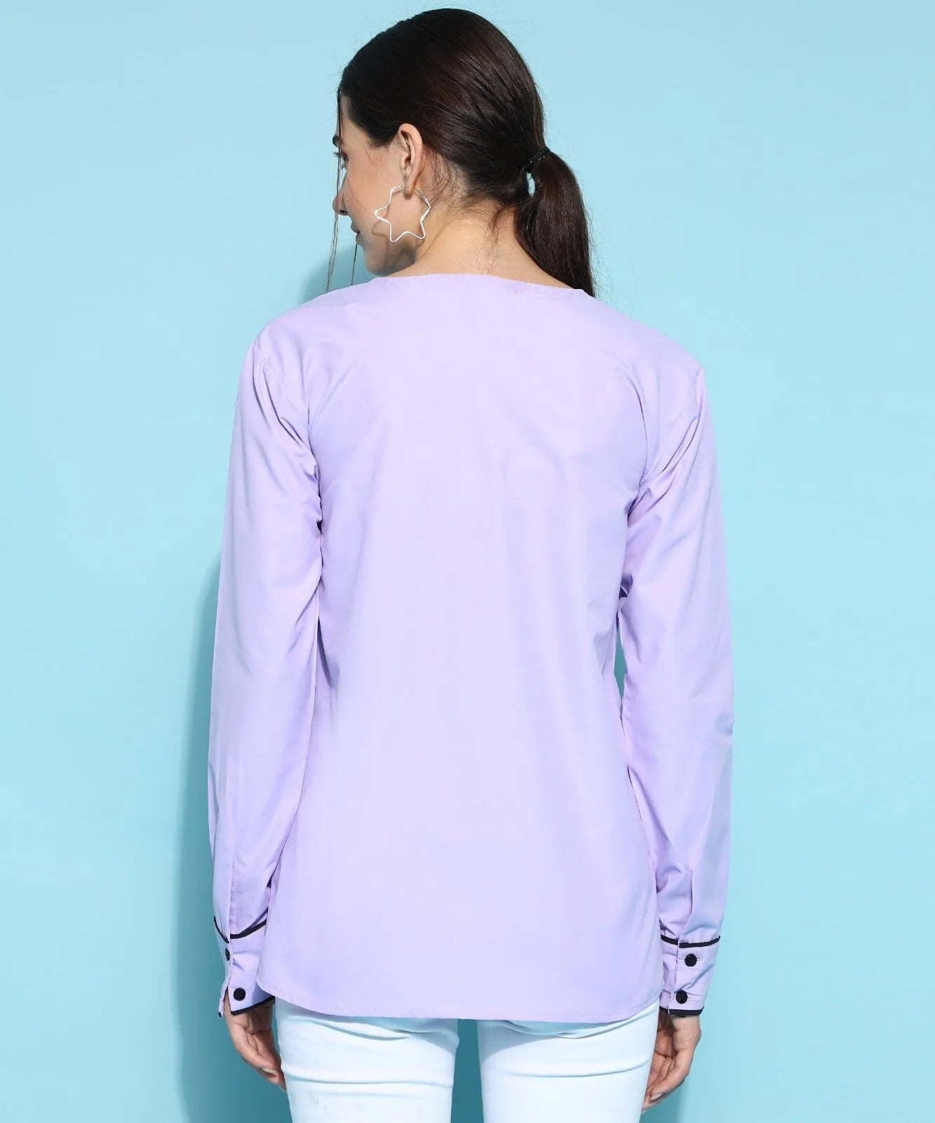 Women Formal Purple V-Collar Top - ModaLady