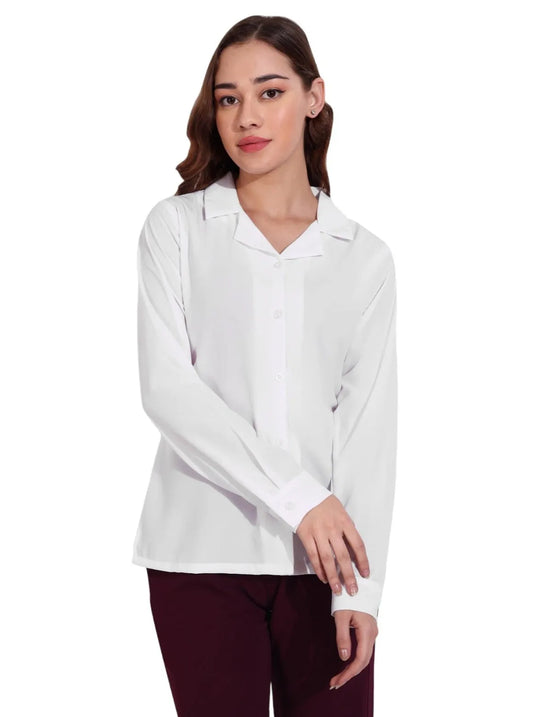 Women Formal Plain White Formal Shirt - ModaLady