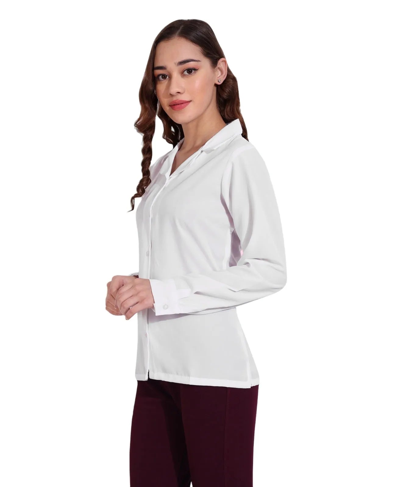 Women Formal Plain White Formal Shirt - ModaLady