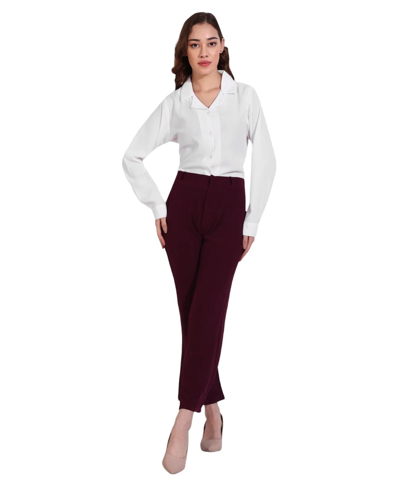 Women Formal Plain White Formal Shirt - ModaLady