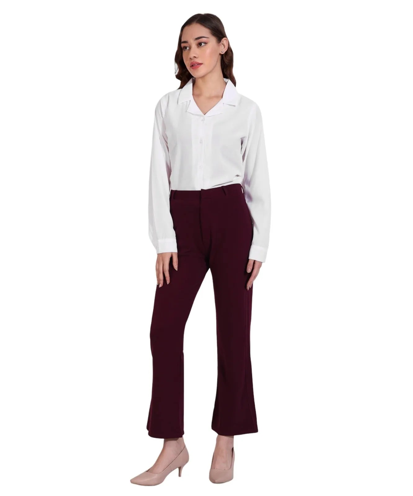 Women Formal Plain White Formal Shirt - ModaLady