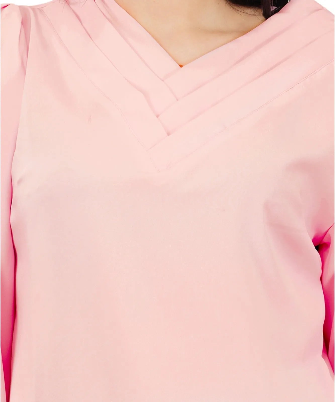 Women Formal Baby Pink V-neck Top - ModaLady