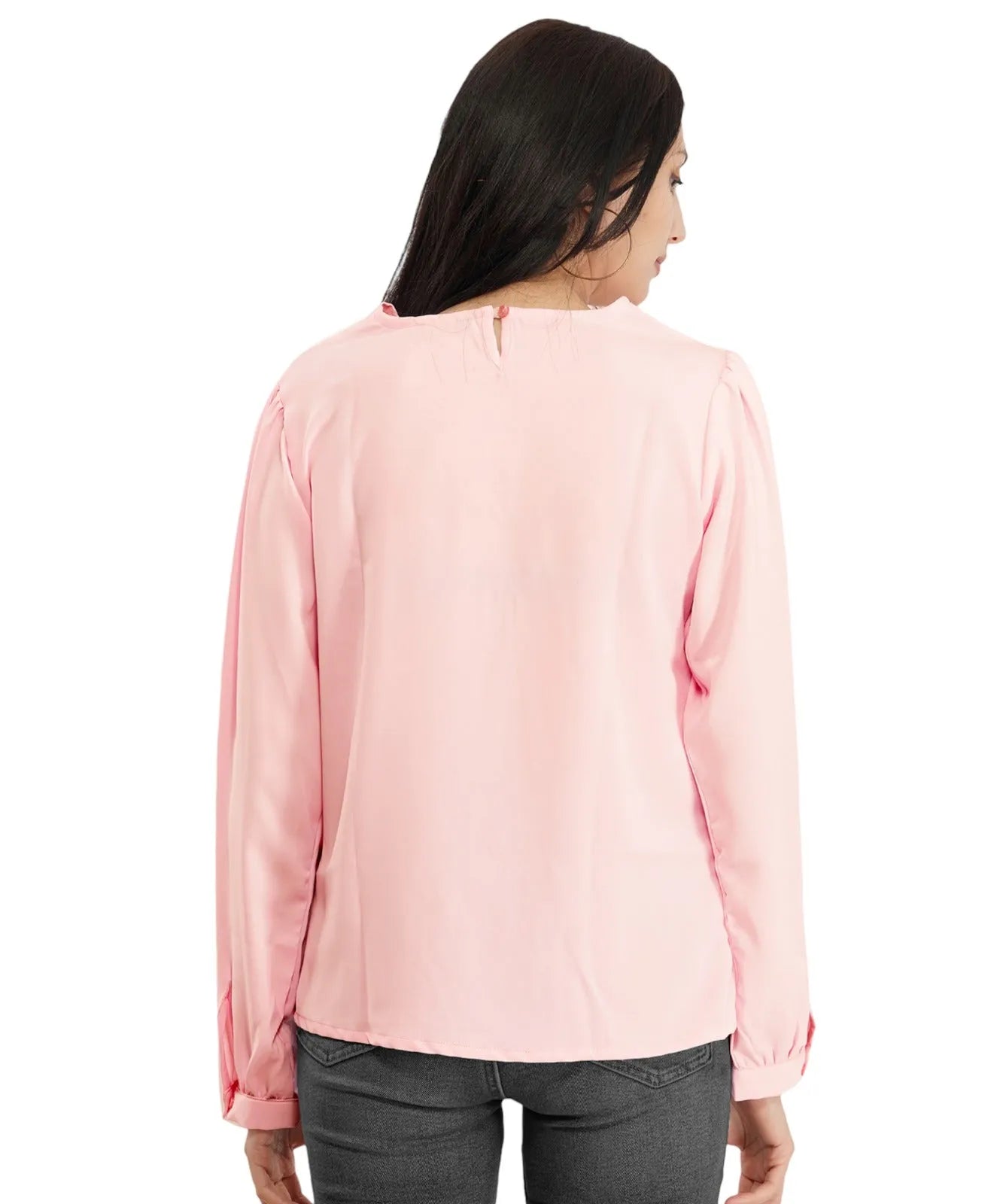 Women Formal Baby Pink V-neck Top - ModaLady