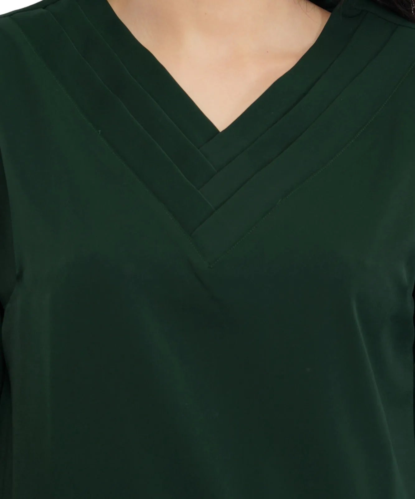 Women Formal Forest Green V-neck Top - ModaLady