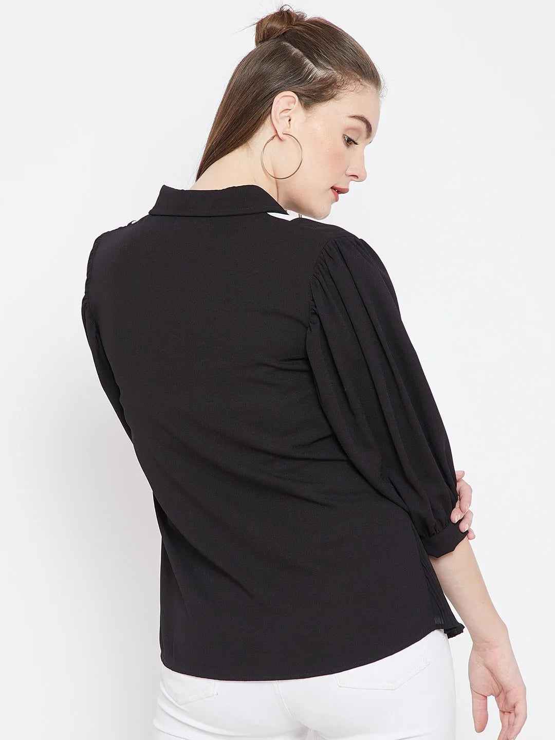 Women Formal Black & White Collar Top - ModaLady