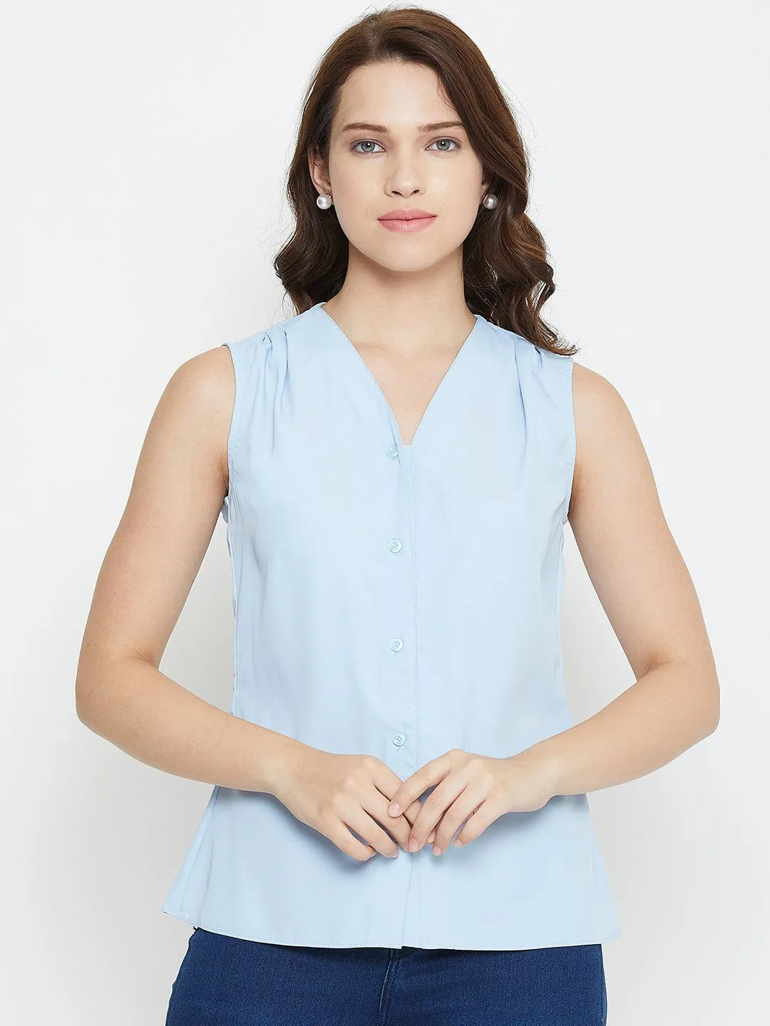 Women Formal Blue Georgette Top - ModaLady