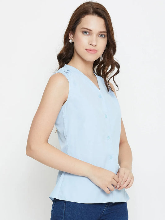 Women Formal Blue Georgette Top - ModaLady