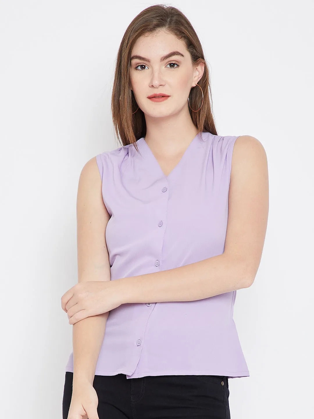 Women Formal Lavender Georgette Top - ModaLady