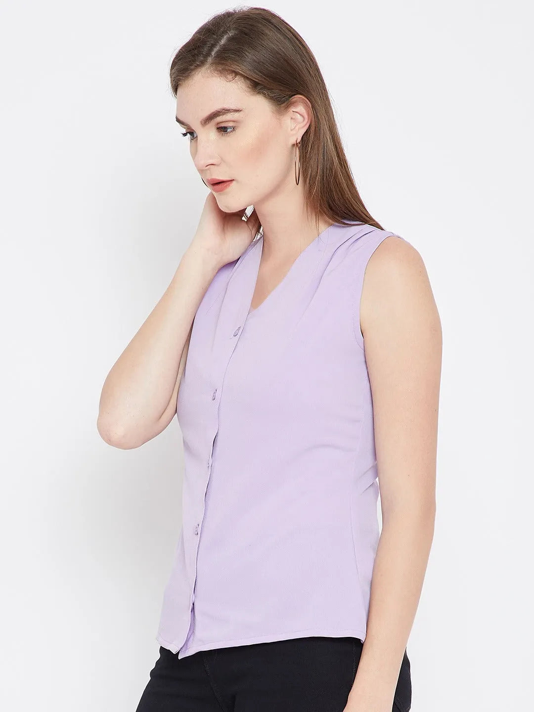 Women Formal Lavender Georgette Top - ModaLady