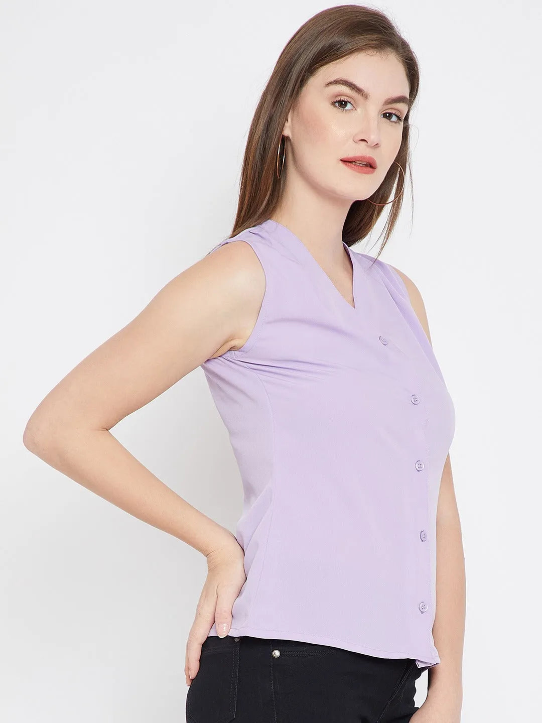 Women Formal Lavender Georgette Top - ModaLady