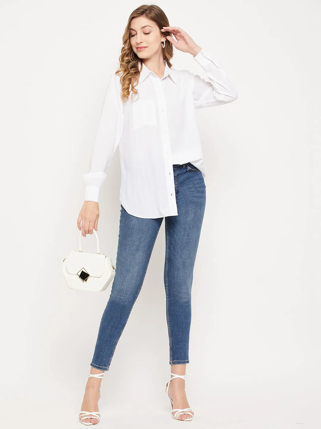 Women Formal Long White Shirt - ModaLady