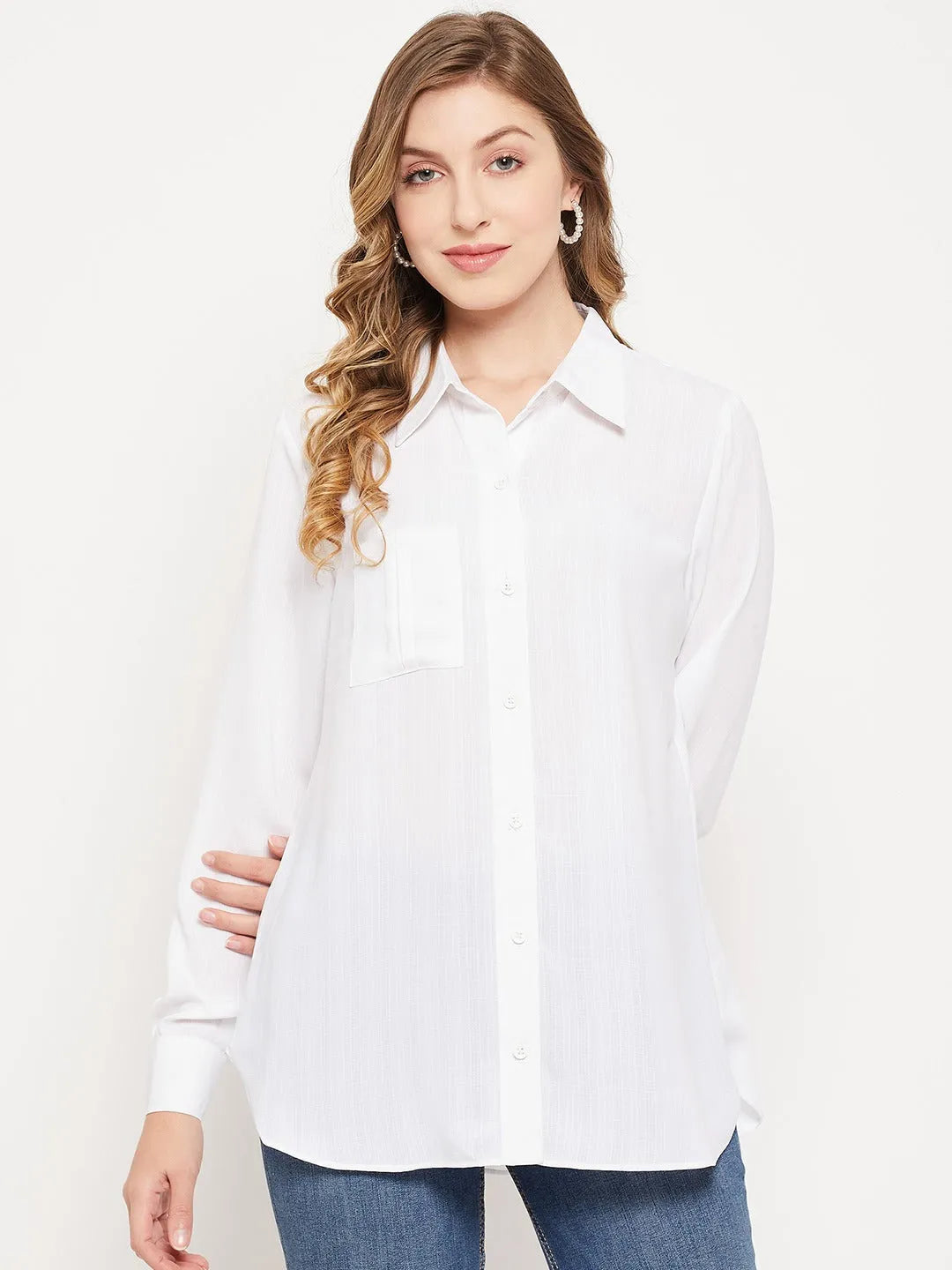 Women Formal Long White Shirt - ModaLady