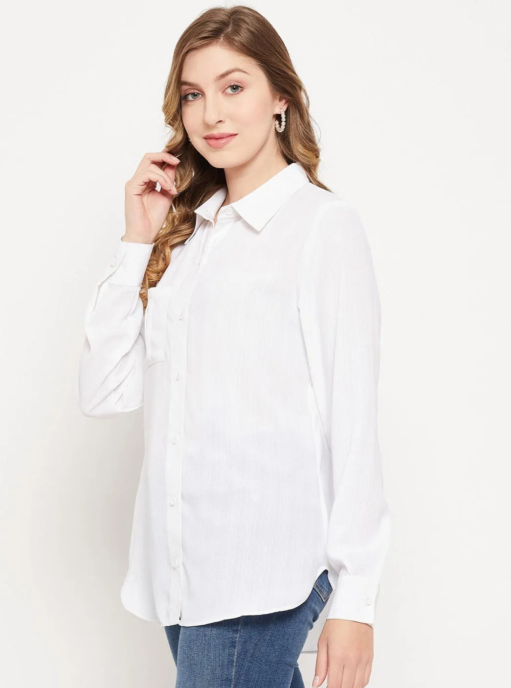 Women Formal Long White Shirt - ModaLady