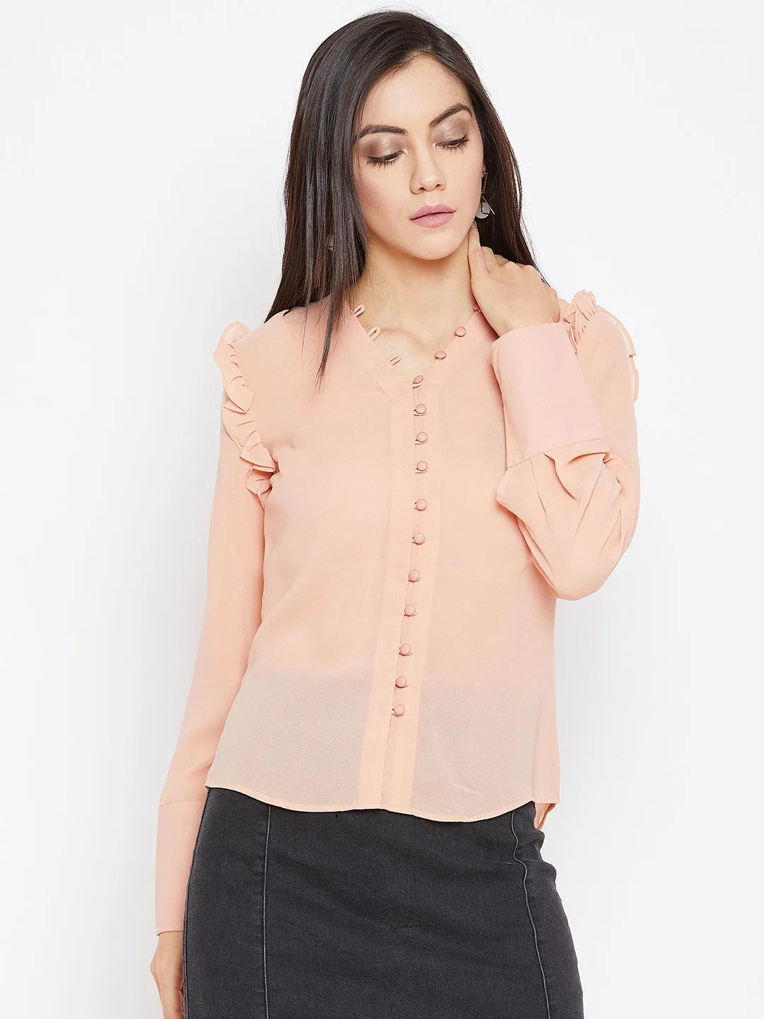 Women Formal Pink Georgette Top - ModaLady