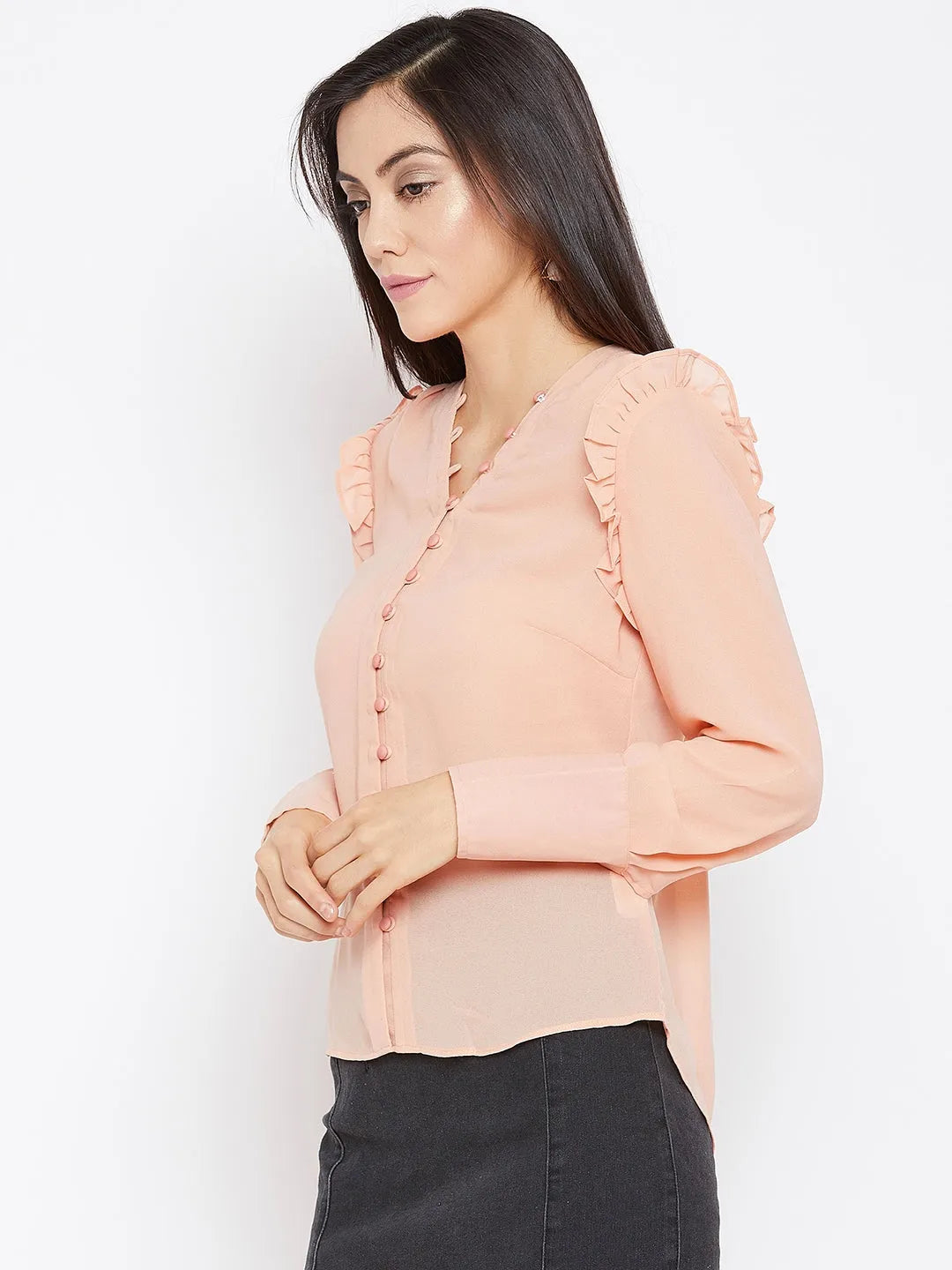 Women Formal Pink Georgette Top - ModaLady