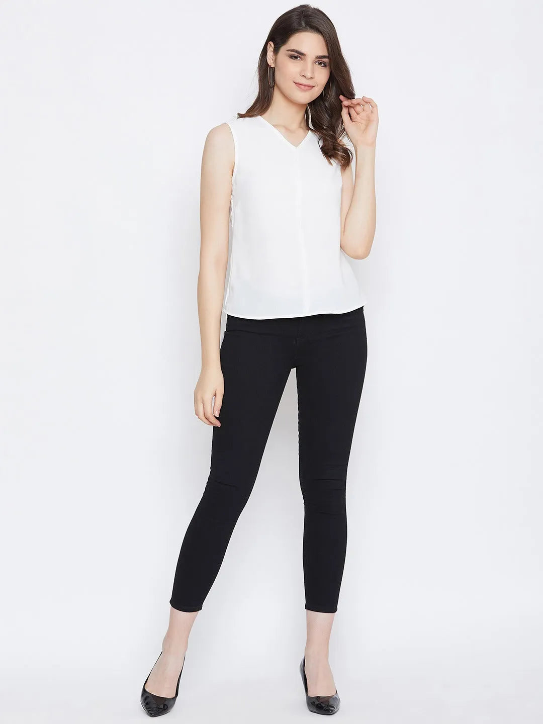 Women Formal White Relaxed Fit Top - ModaLady