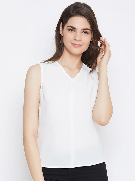 Women Formal White Relaxed Fit Top - ModaLady