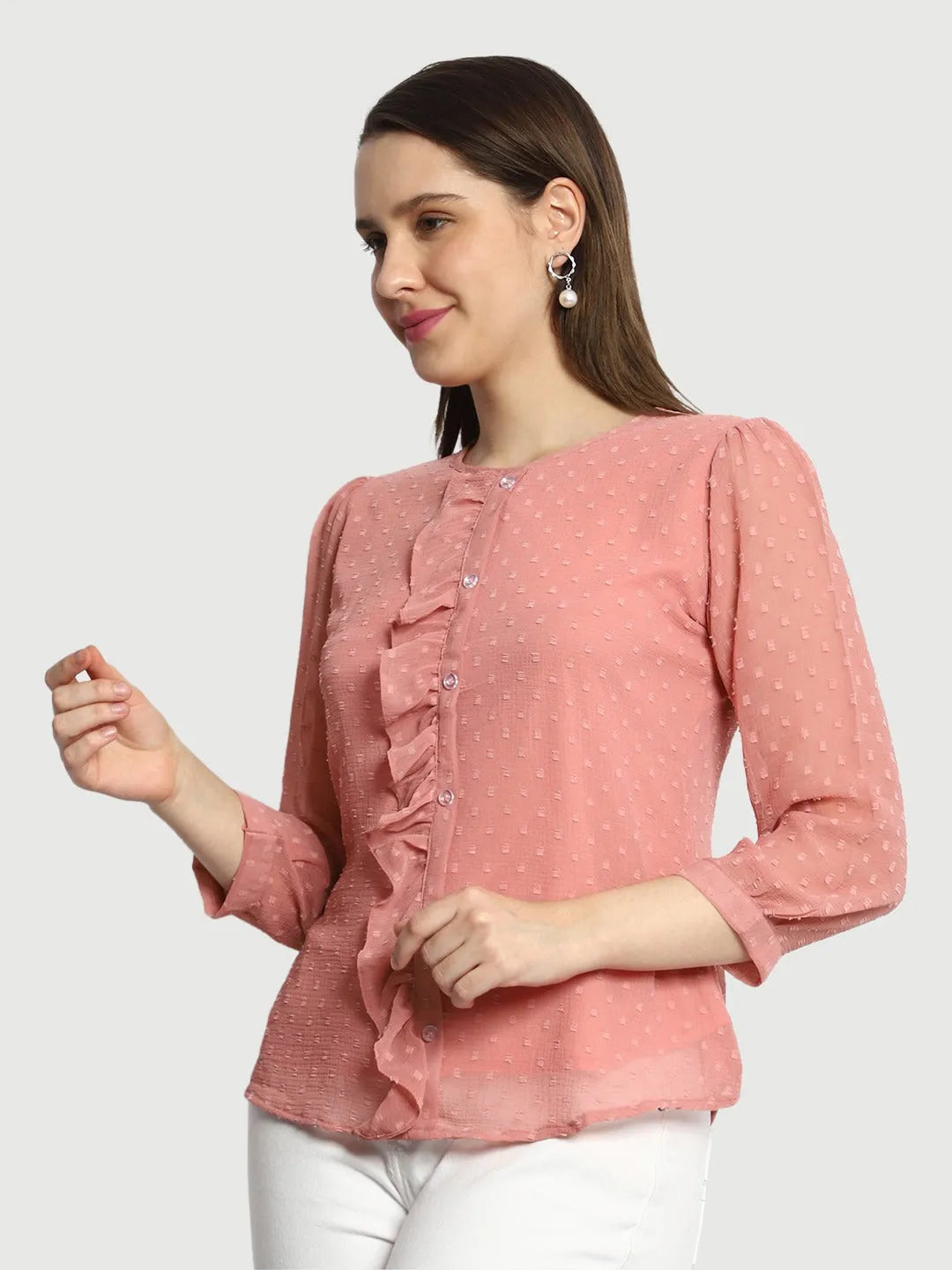 Women Formal Pink Georgette Top - ModaLady