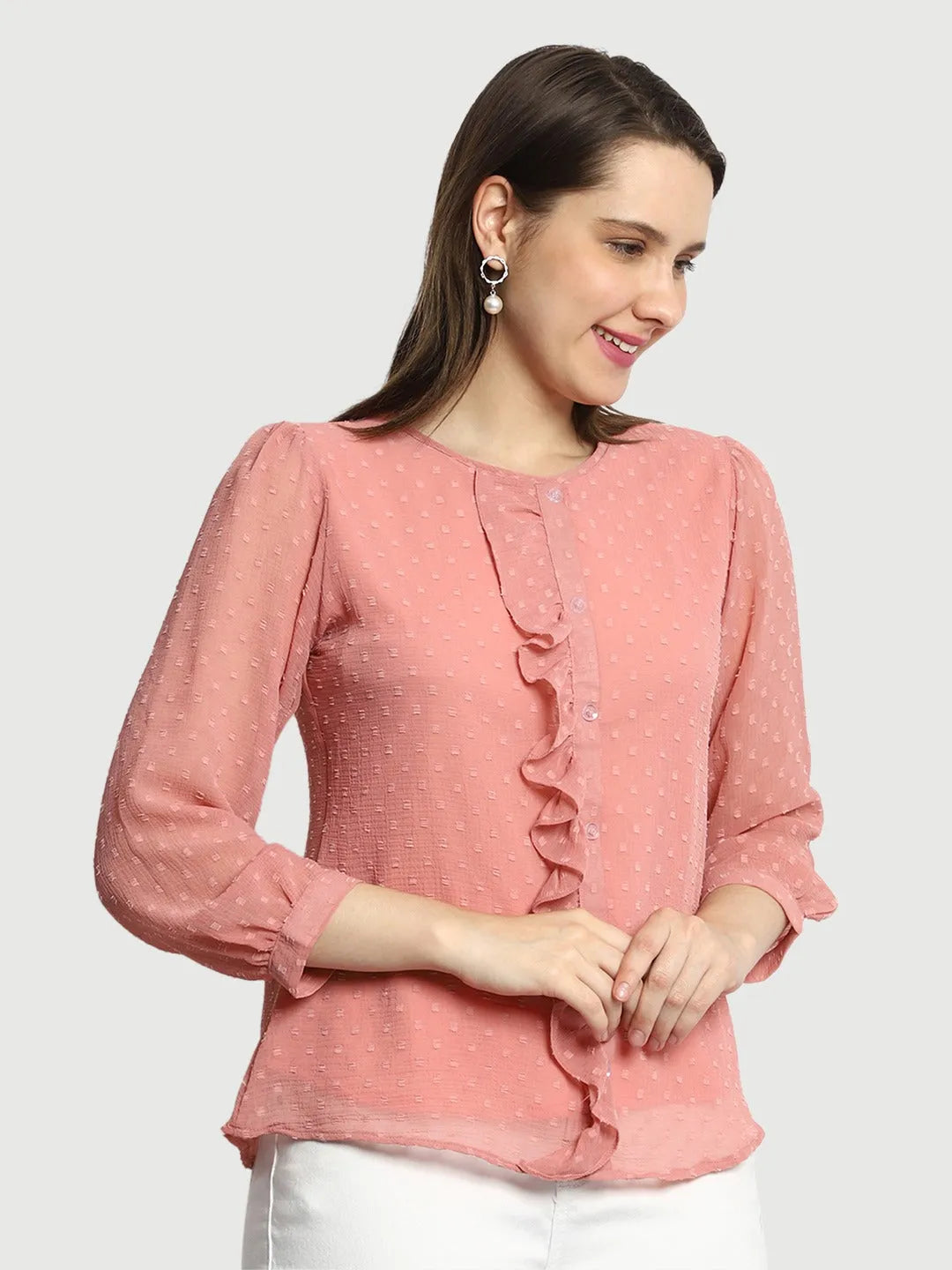 Women Formal Pink Georgette Top - ModaLady