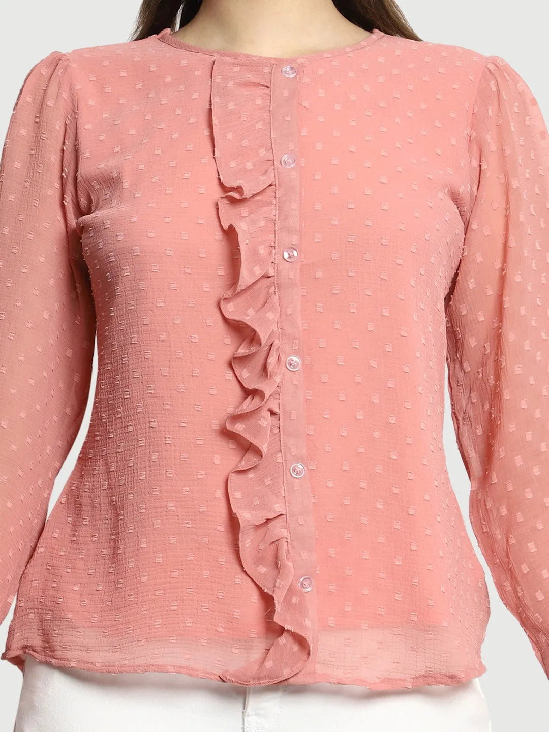 Women Formal Pink Georgette Top - ModaLady