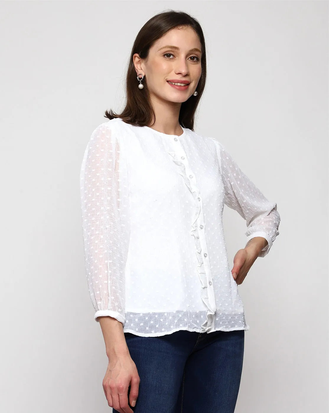 Women Formal White Georgette Top - ModaLady